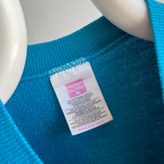 1980s Blank Turquoise Hanes Her Way Sweatshirt