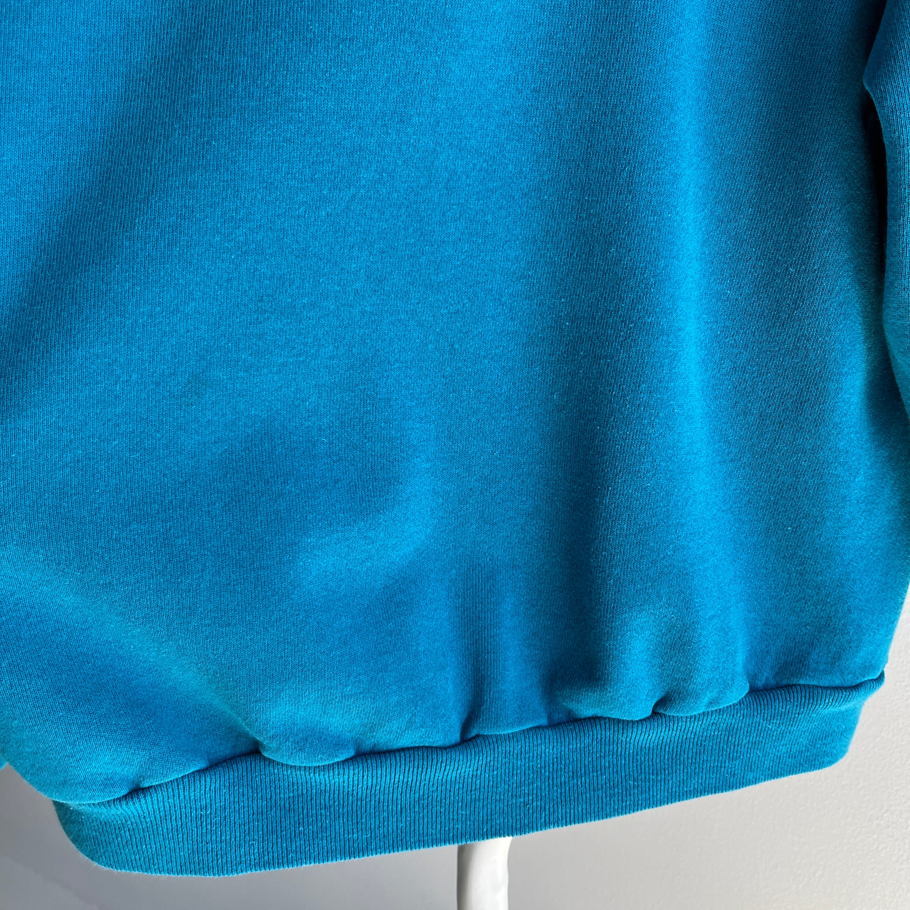 1980s Blank Turquoise Hanes Her Way Sweatshirt