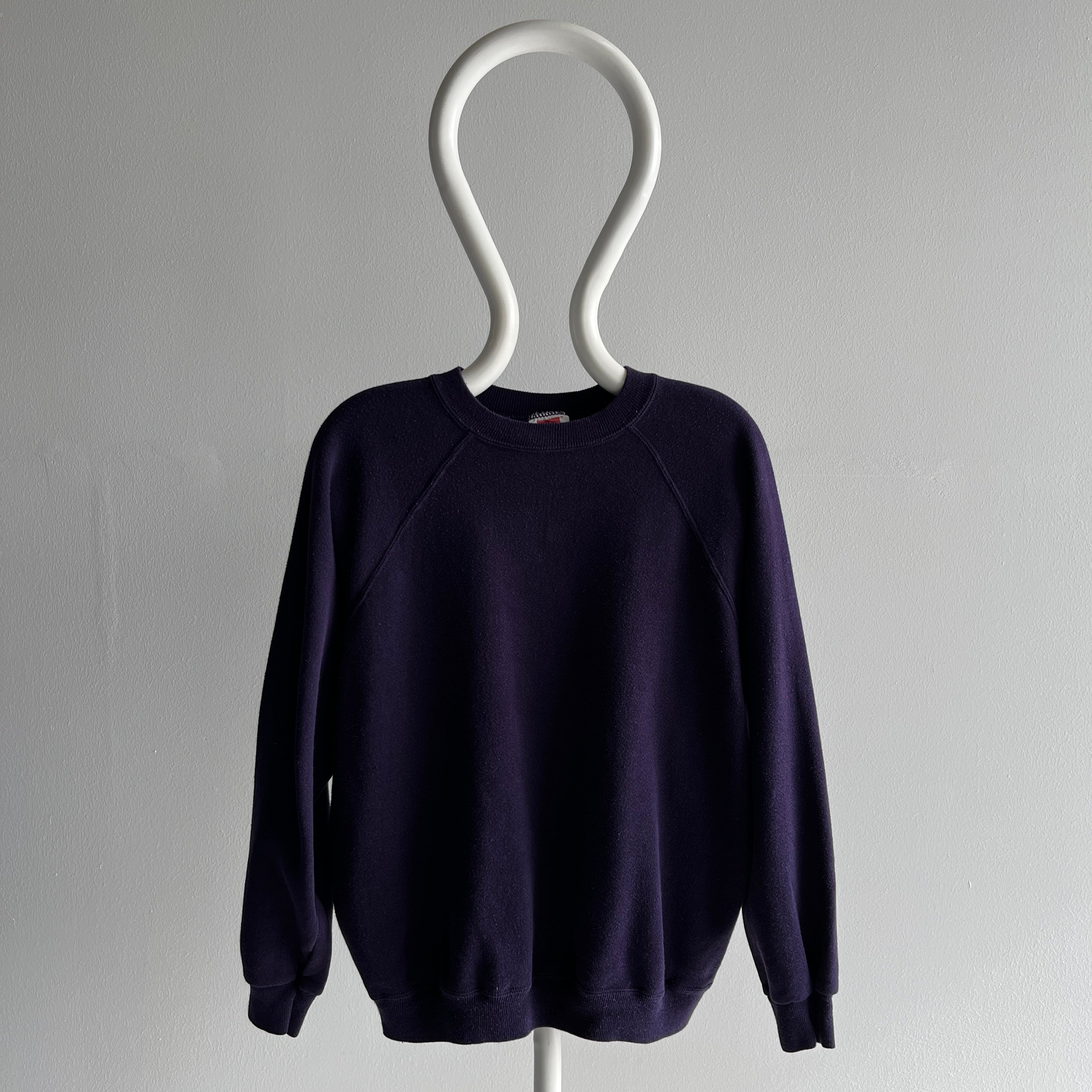 1990s Unique Indigo/Ink Blue/Purple Raglan Sweatshirt