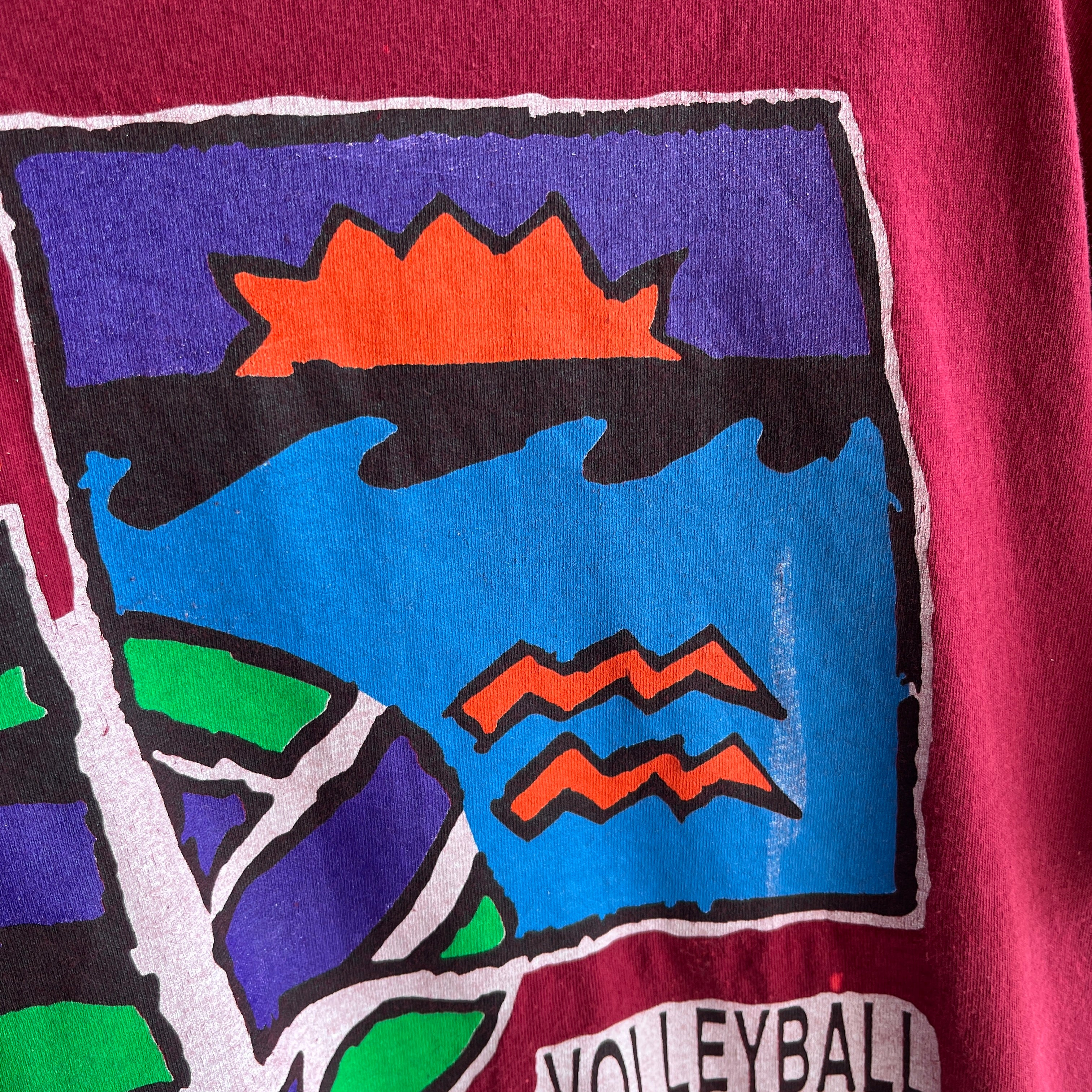 1990s Bleach Stained Volleyball Cotton T-Shirt