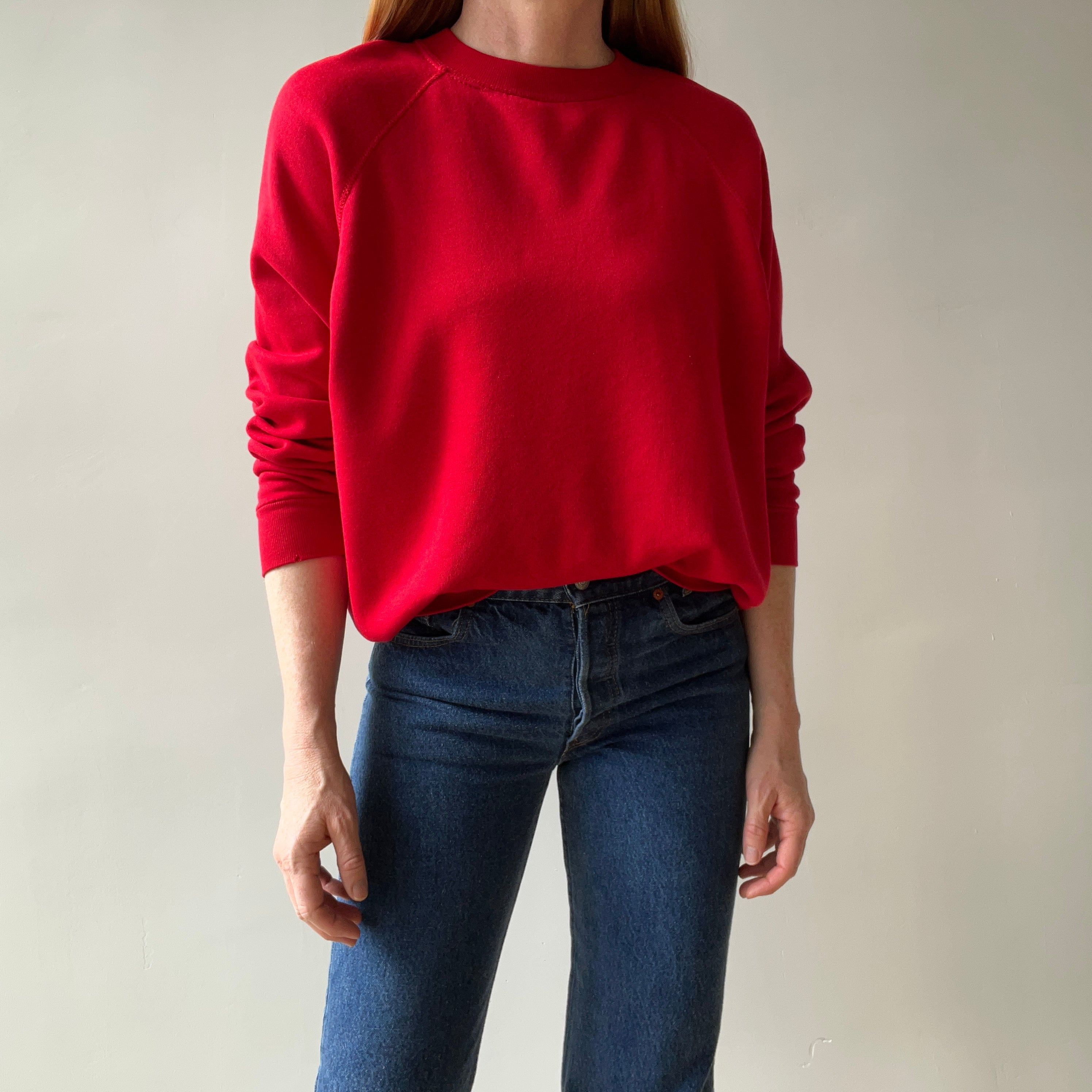 1980s Perfect Red Raglan Sweatshirt