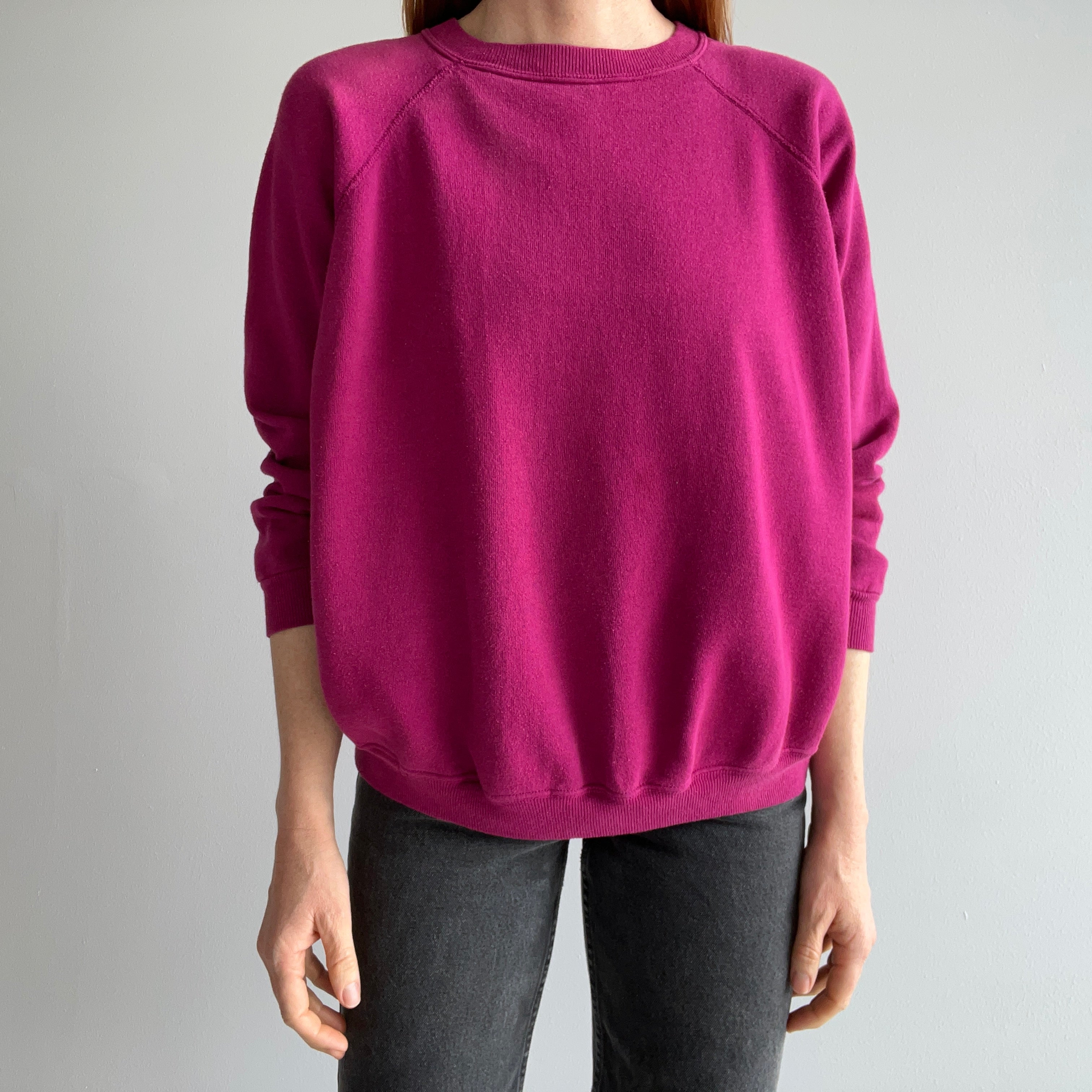 1980/90s HHW Soft and Slouchy and Oh So Wonderful Hot Take Pink/Magenta Raglan