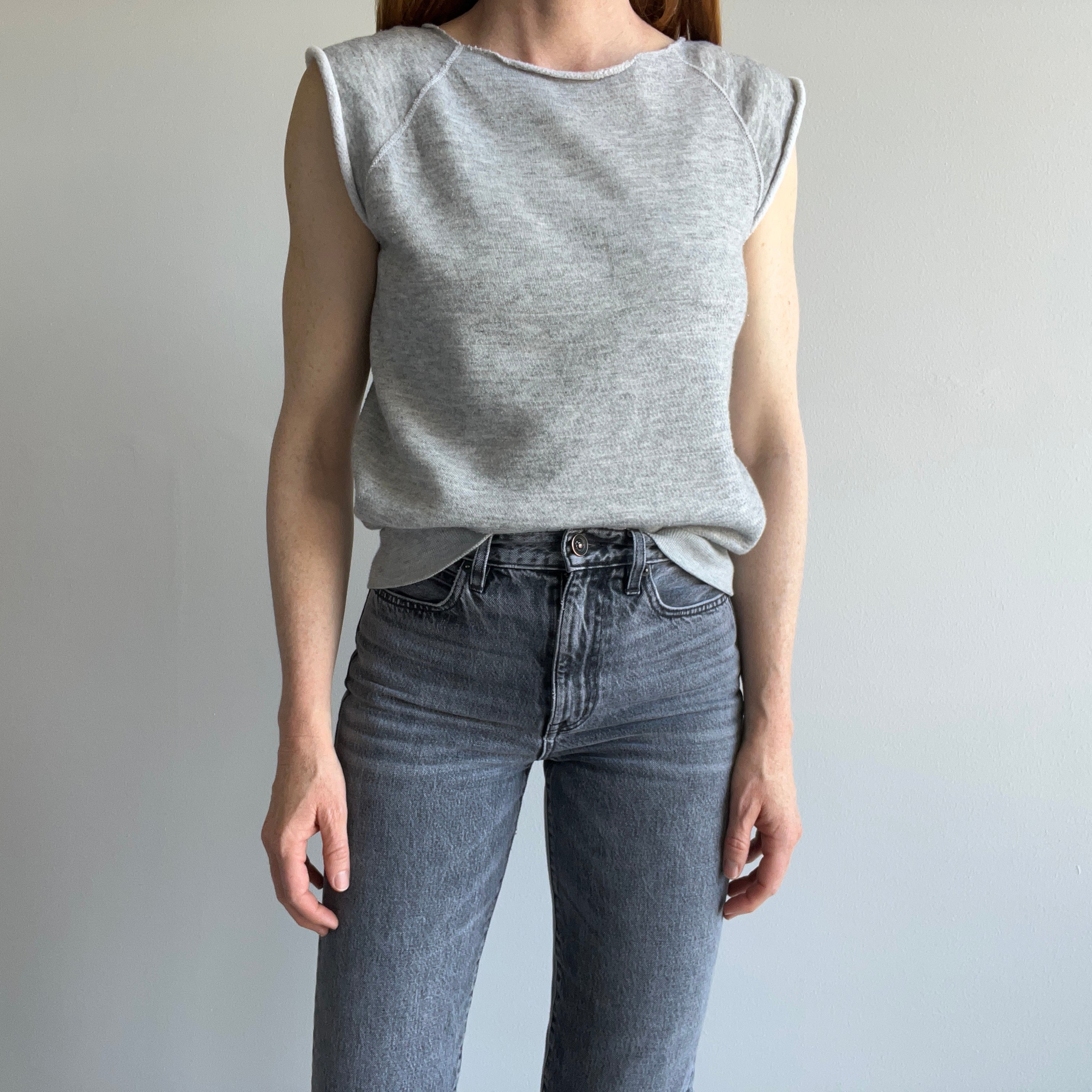 1970s Blank Gray Warm Up Muscle Tank