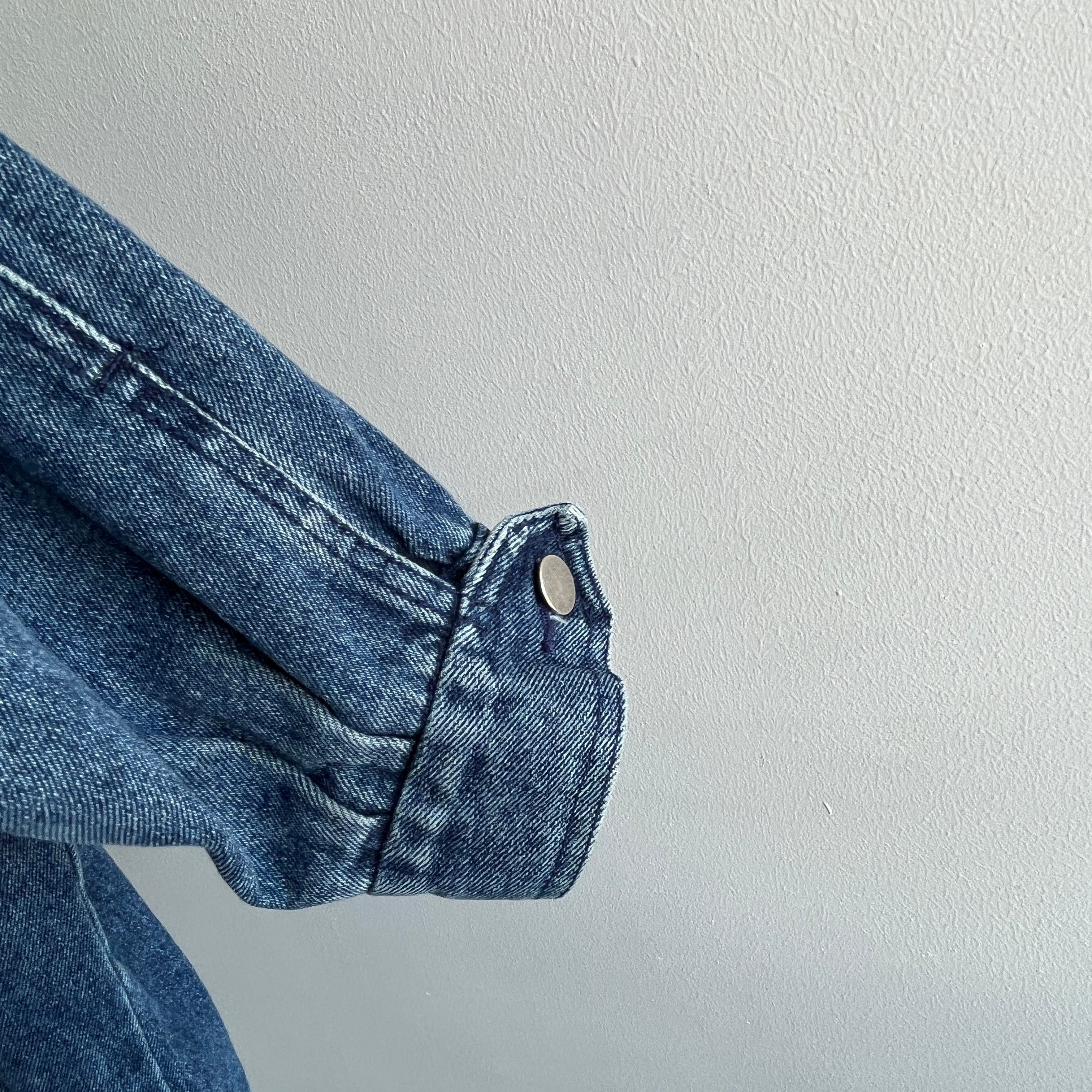 1980s Soft Denim Bomber with Shoulder Pads and Rad Detailing