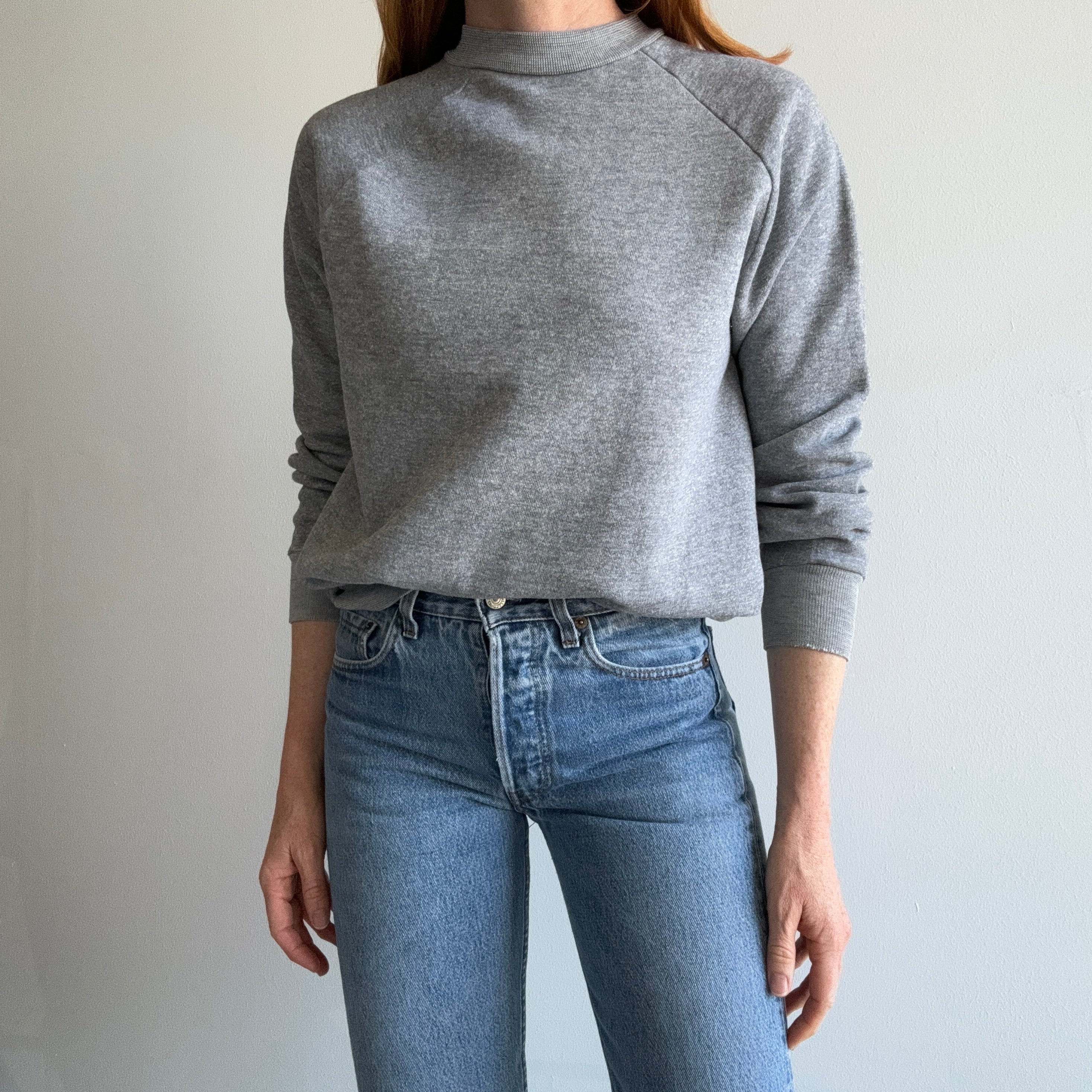 1980s WOWOWOW Blank Gray Raglan by Sears - !!!!!!