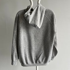 1990/2000s White Flakey Paint Stained Pull Over Gray Hoodie