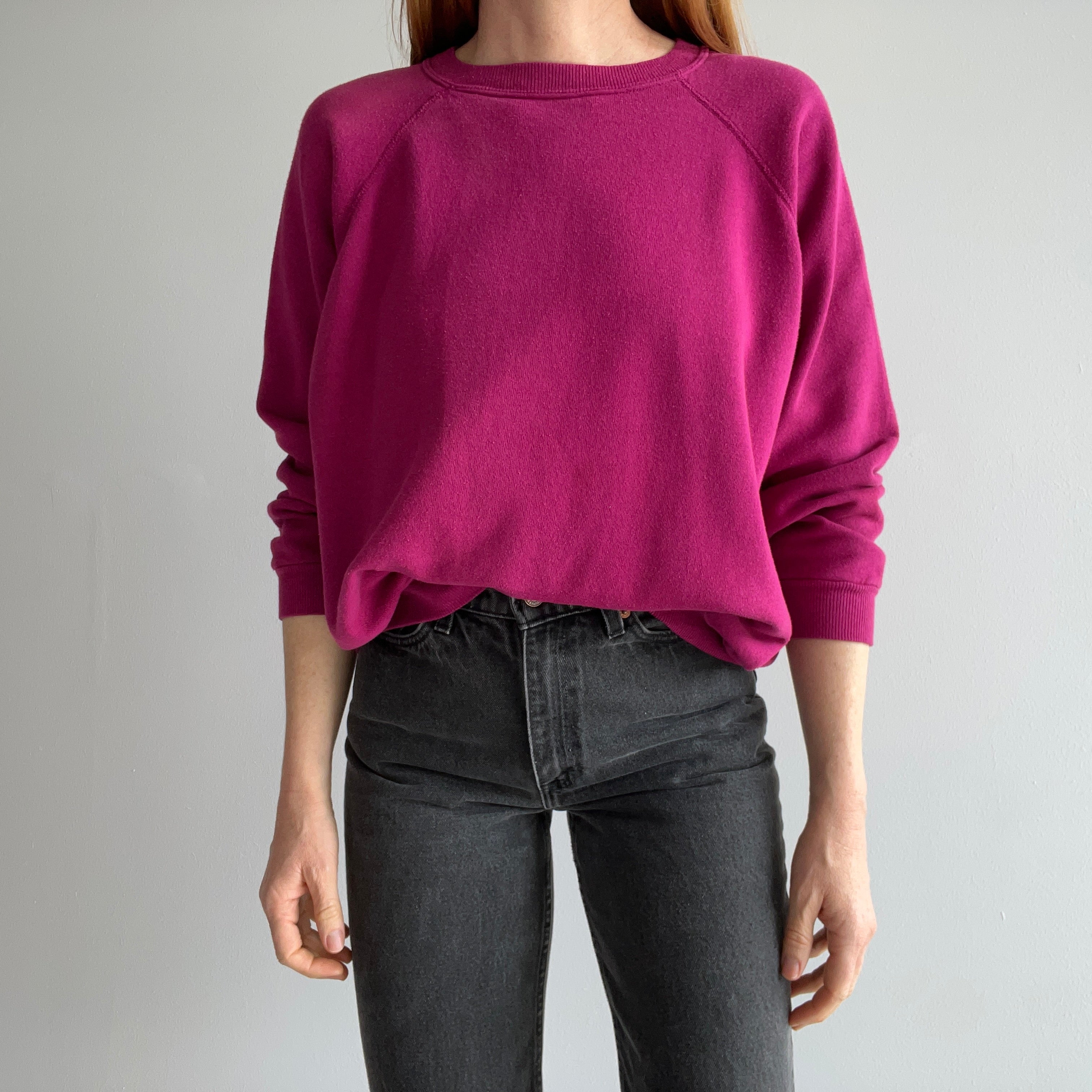 1980/90s HHW Soft and Slouchy and Oh So Wonderful Hot Take Pink/Magenta Raglan