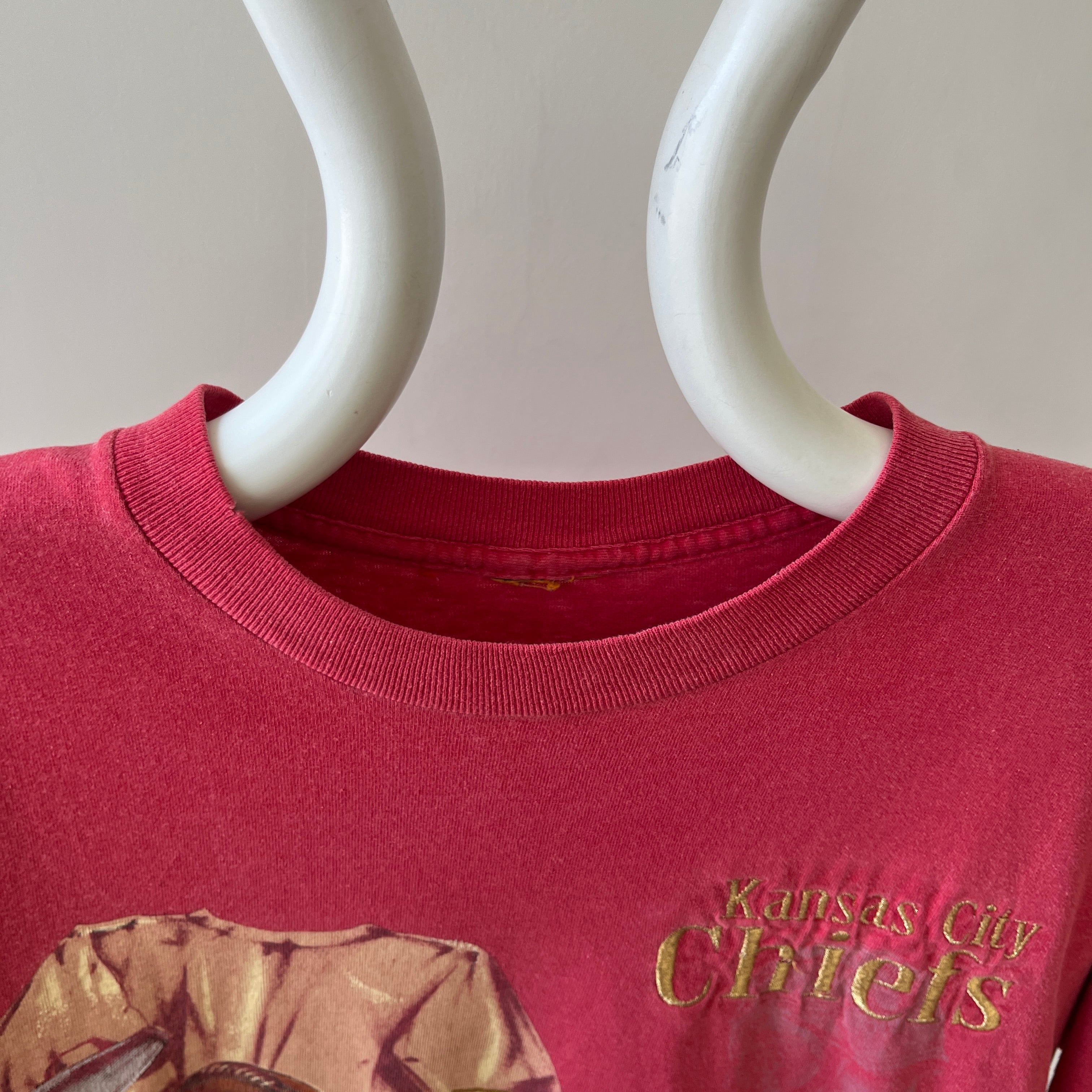 1993 Kansas City Chiefs Football T-Shirt - Paint Stained and Beat Up