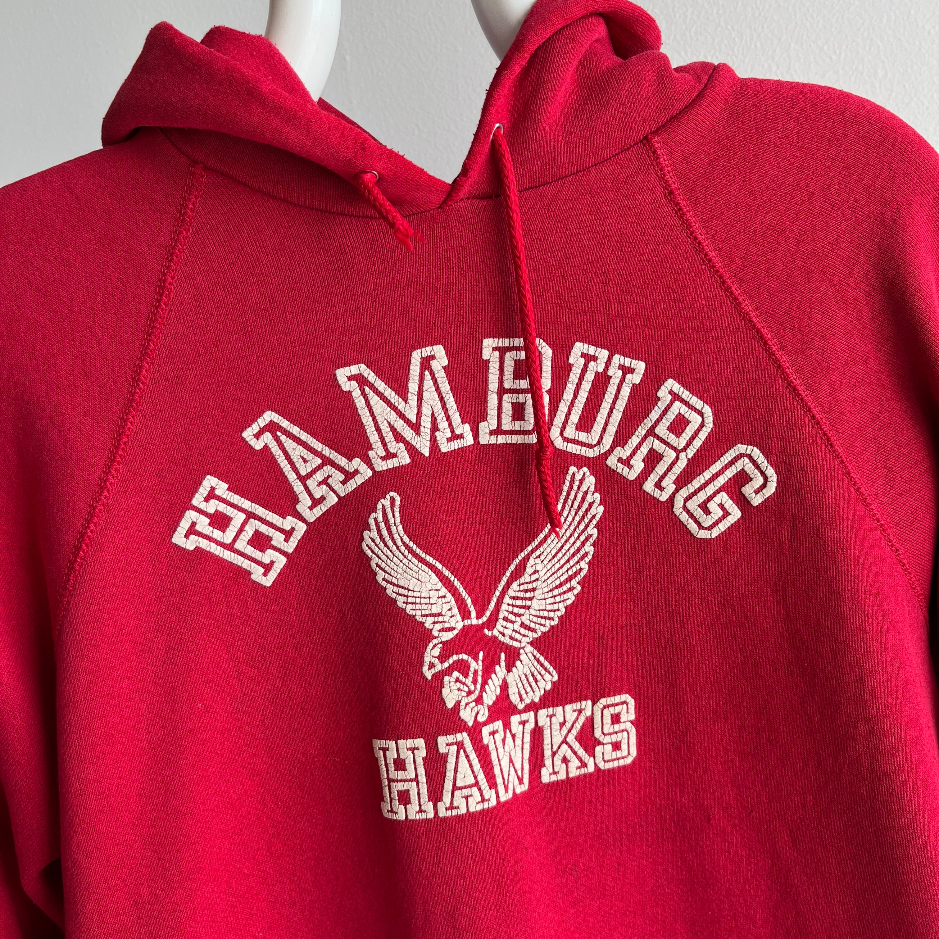 1980s Hamburg Hawks Cut Sleeve Super Stained and Perfectly Thrashed Bassett Walker Hoodie