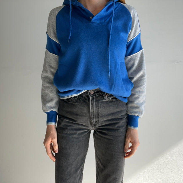 1980s Color Block Henley Hoodie by Line-Up