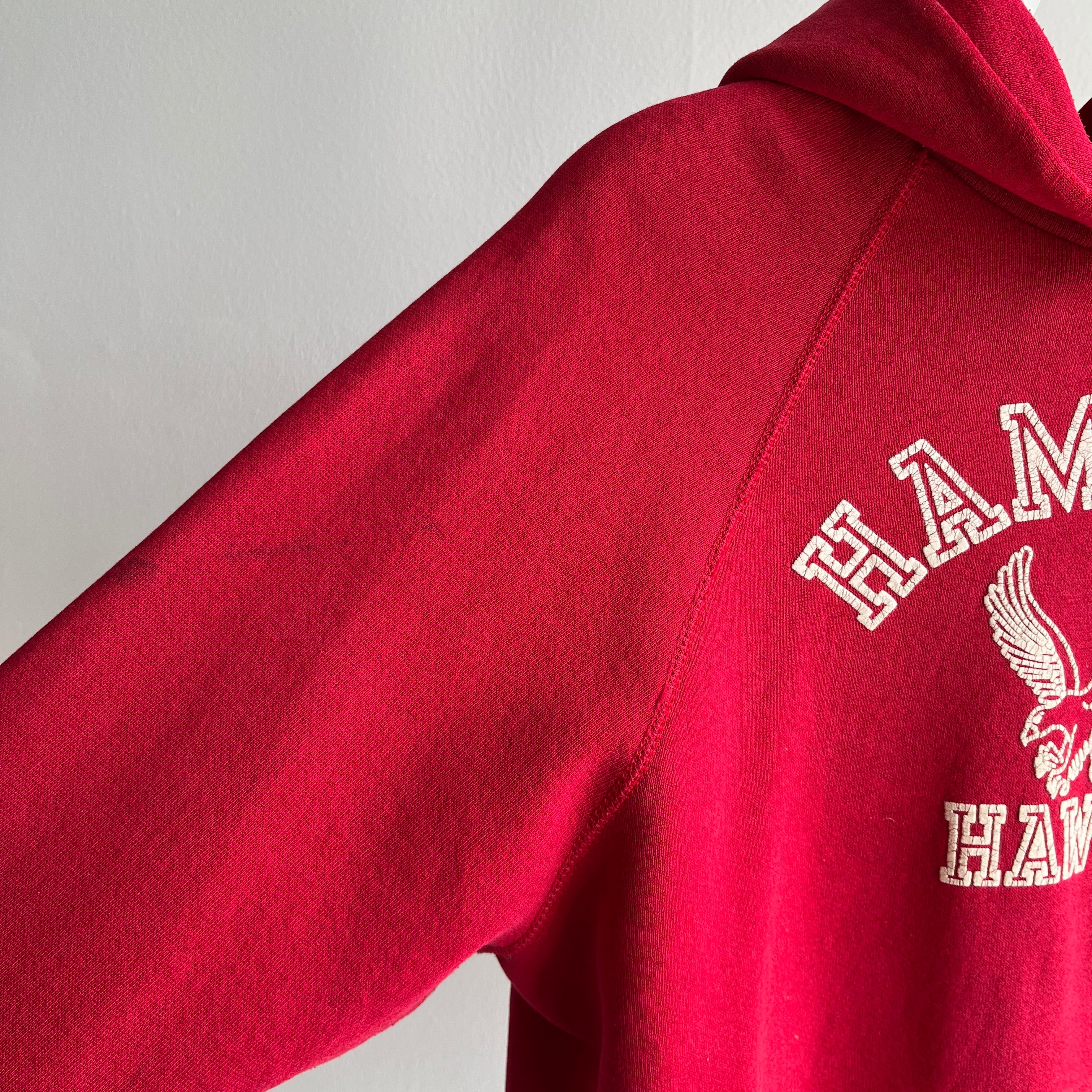 1980s Hamburg Hawks Cut Sleeve Super Stained and Perfectly Thrashed Bassett Walker Hoodie