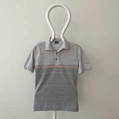 1980s Grey Striped Ocean Pacific Polo Style T Shirt