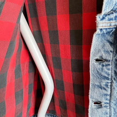 1990s Beautifully Beat Up Buffalo Plaid Cotton Lined Levi's Trucker Denim Jean Jacket