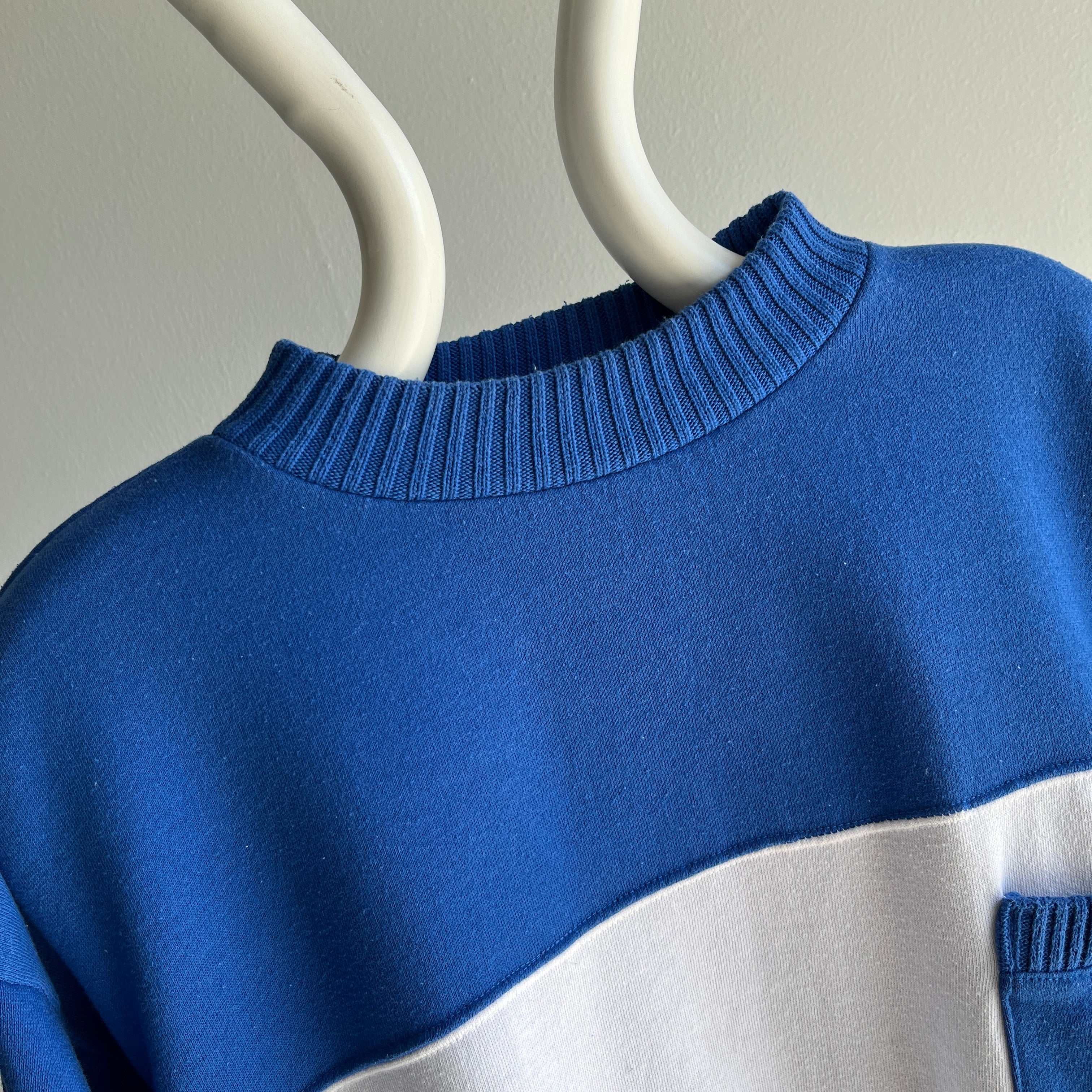 1980s Color Block Pocket Sweatshirt