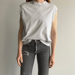 1980s Soft and Worn Light Gray Cotton Muscle Tank by FOTL