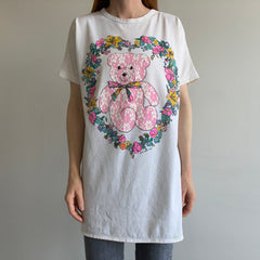 1991 Pink Lace Teddy Bear T-Shirt Dress with Stains - Yes, I know