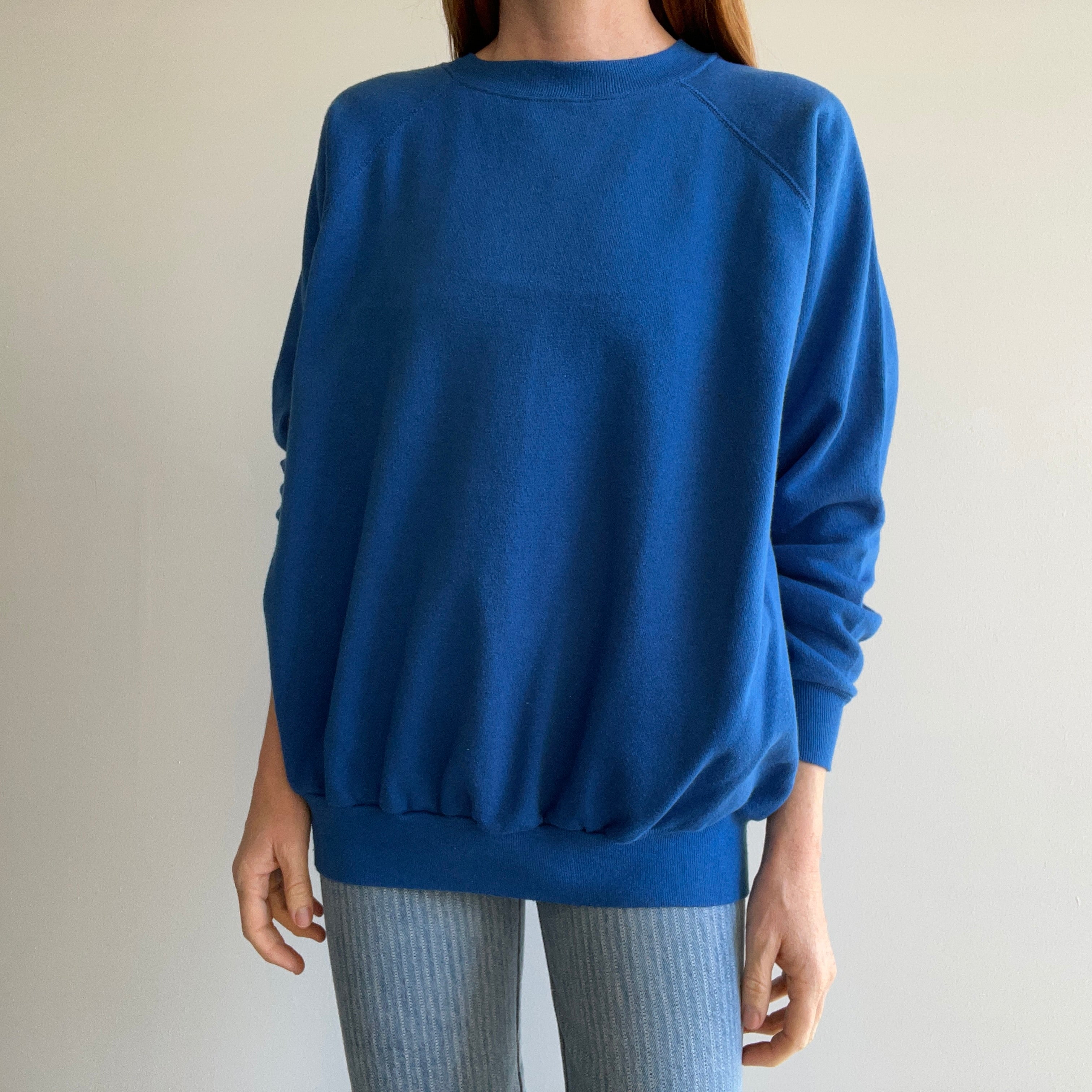 1980s Blank Blue Sweatshirt