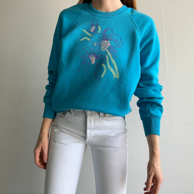 1980s Puff Paint Floral DIY Sweatshirt