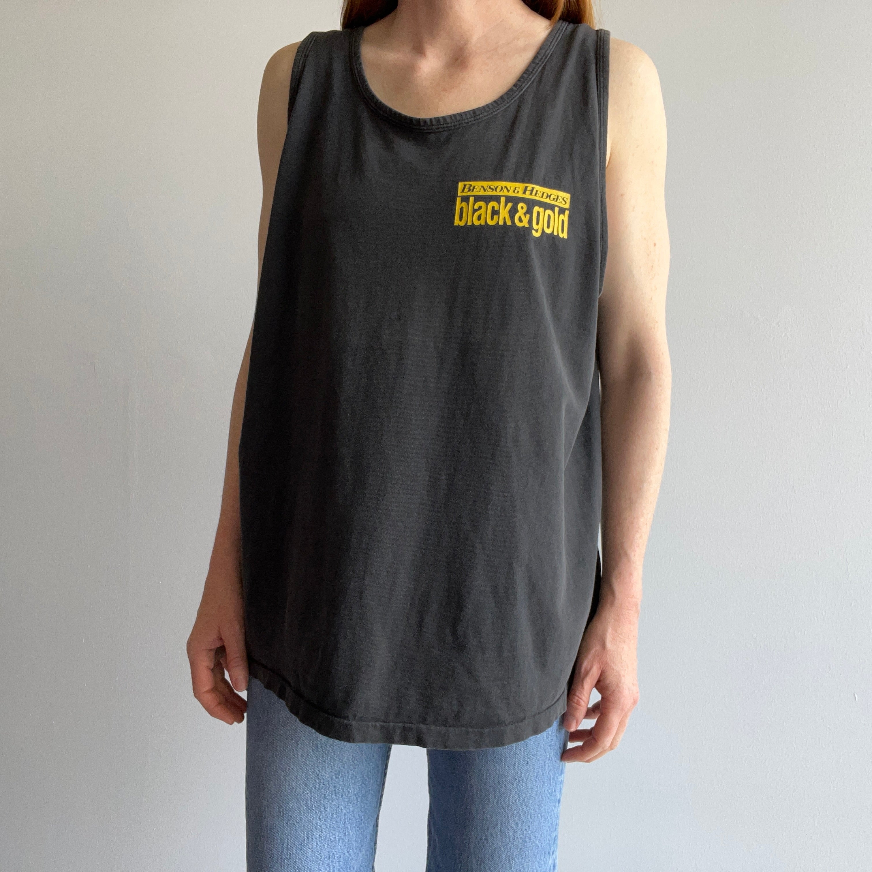 1980s Benson & Hedges Black & Gold Tank Top - There's a backside