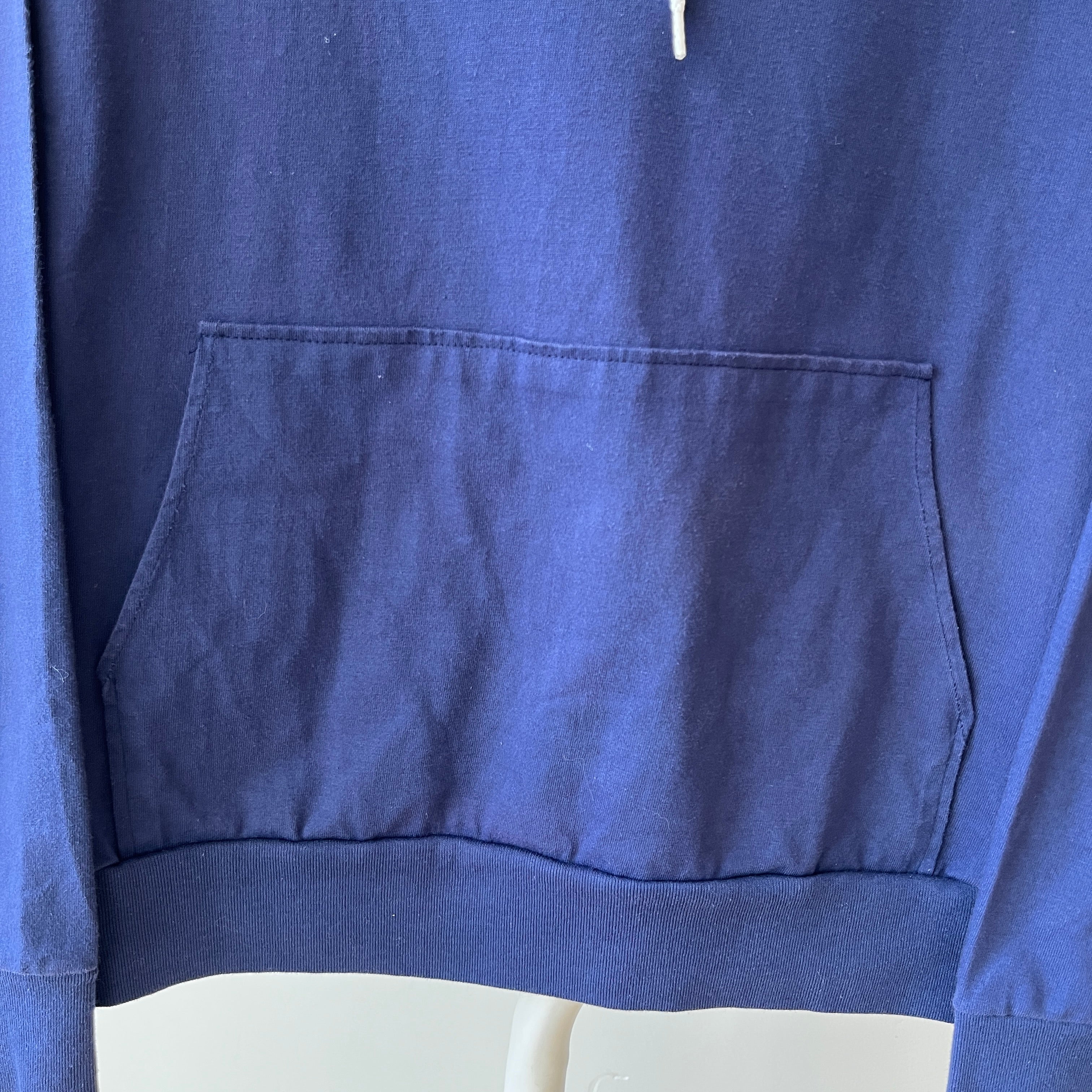 1970s/80s Navy Blue Hoodie - Lighter Weight but Structured