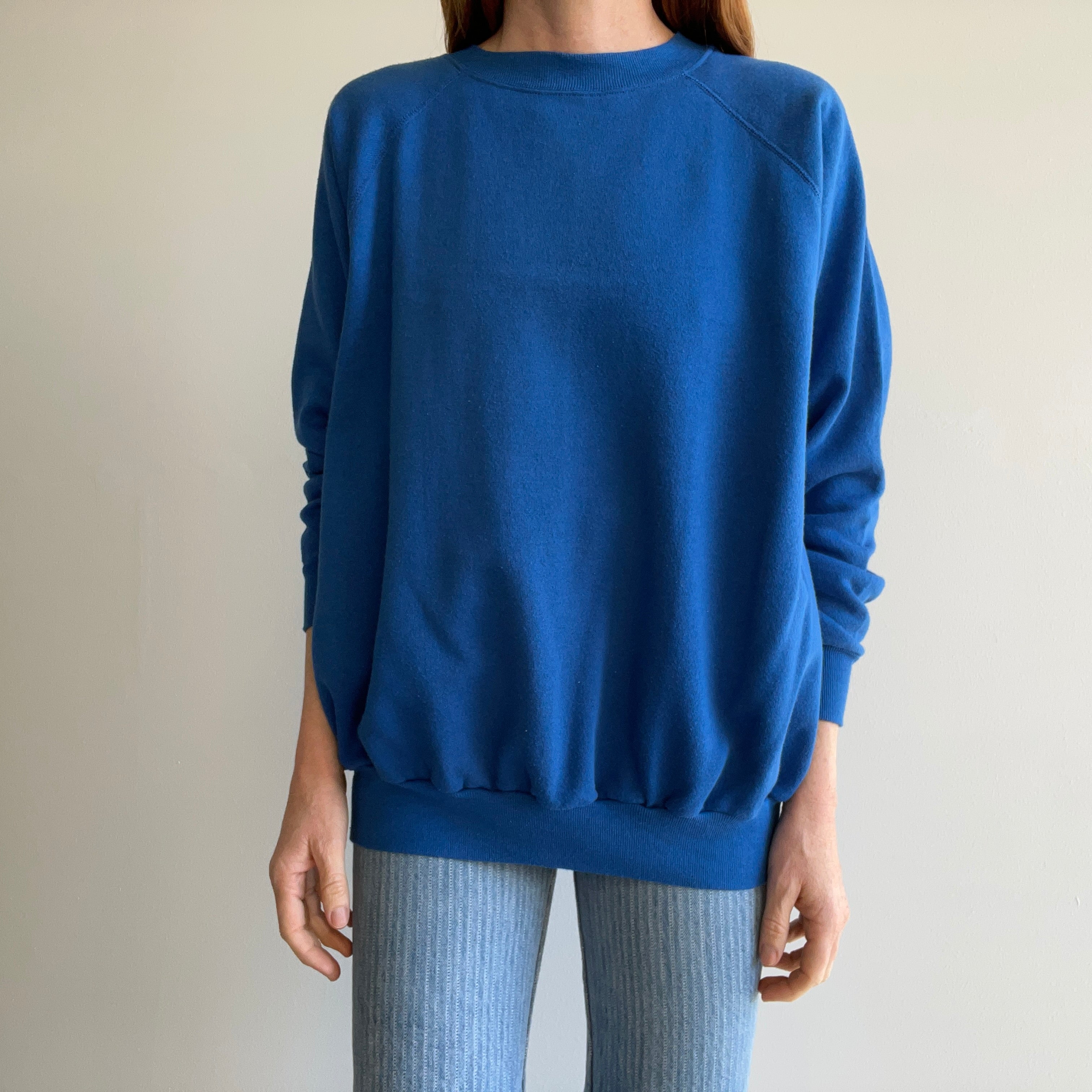 1980s Blank Blue Sweatshirt