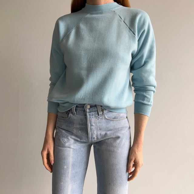 1970/80s Perfectly Soft as a Cloud Blue Raglan Sweatshirt