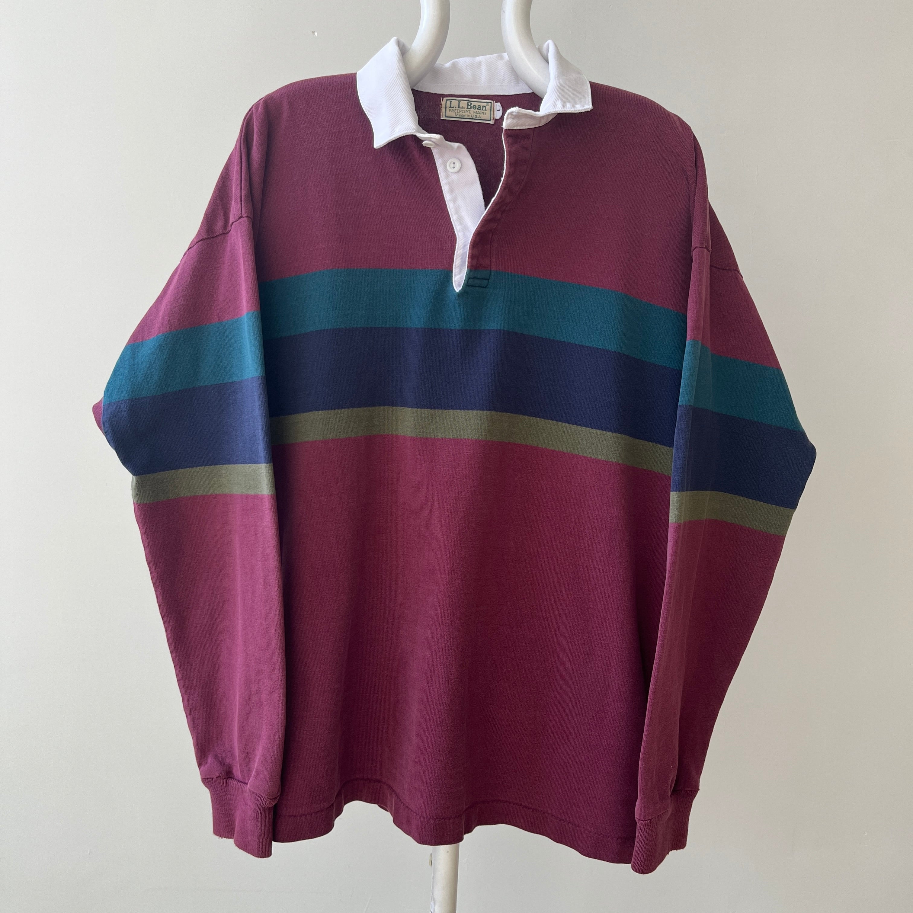 1980s/90s L.L. Bean Burgundy Rugby Shirt
