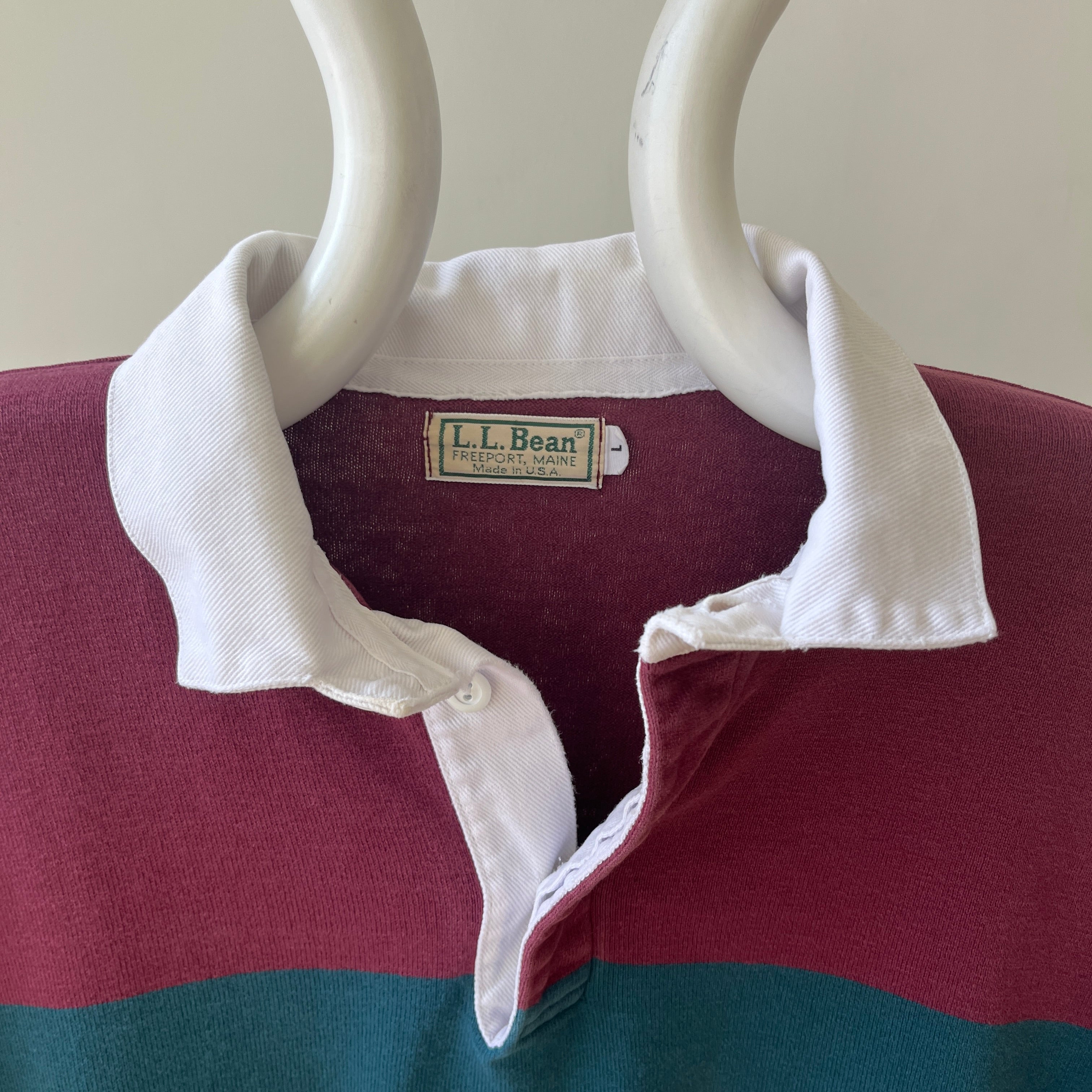 1980s/90s L.L. Bean Burgundy Rugby Shirt