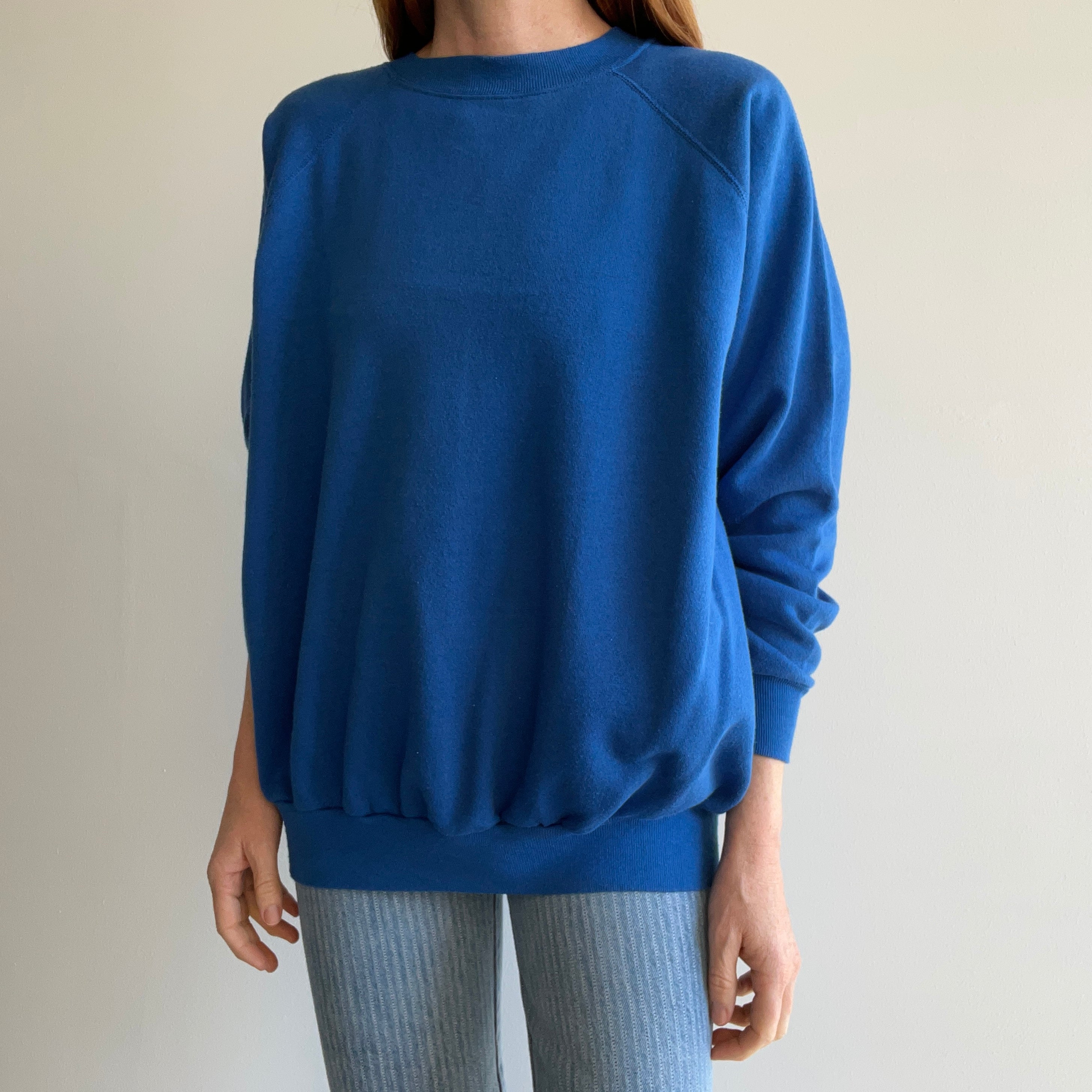 1980s Blank Blue Sweatshirt