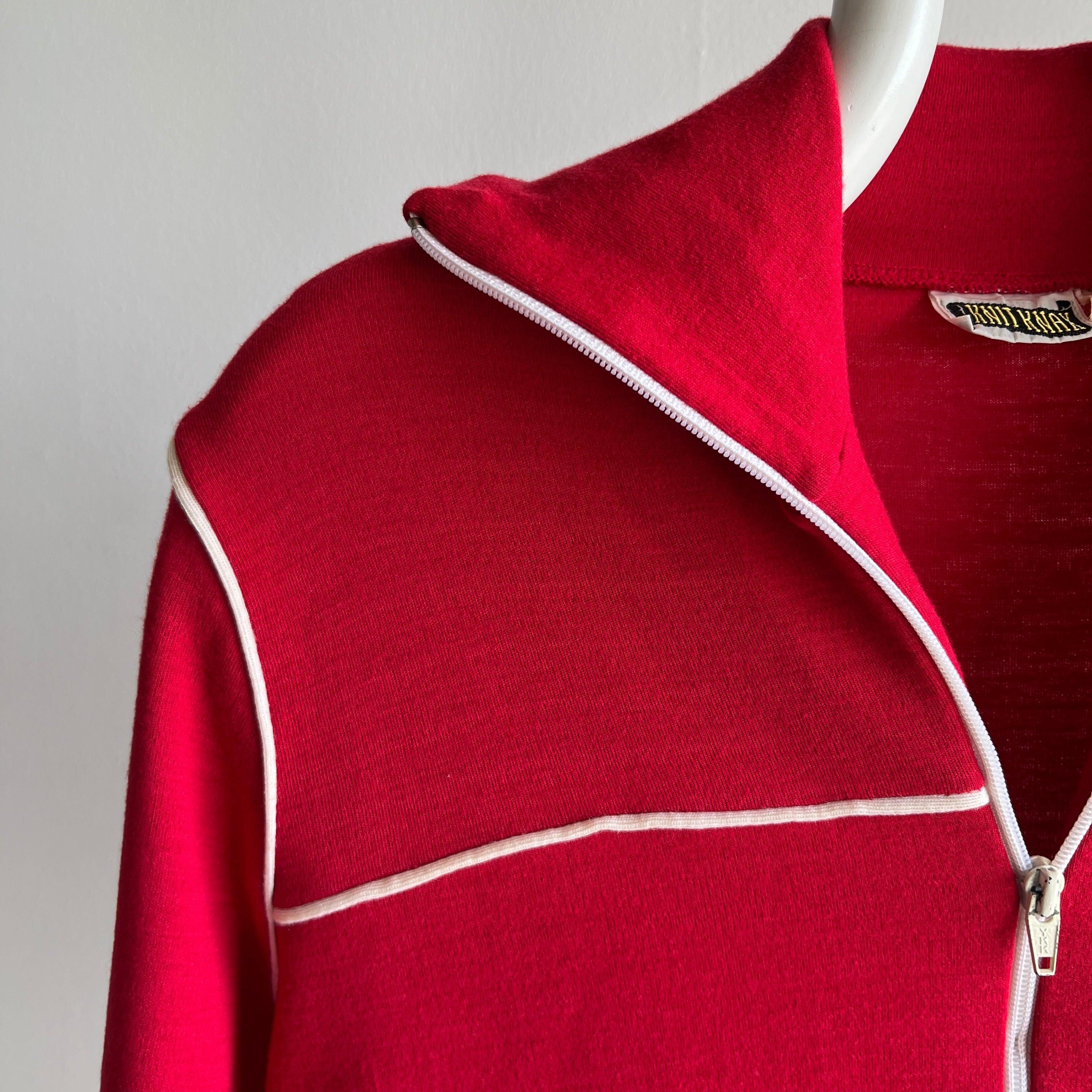 1970s Knit Knak Lovely Red Zip Up