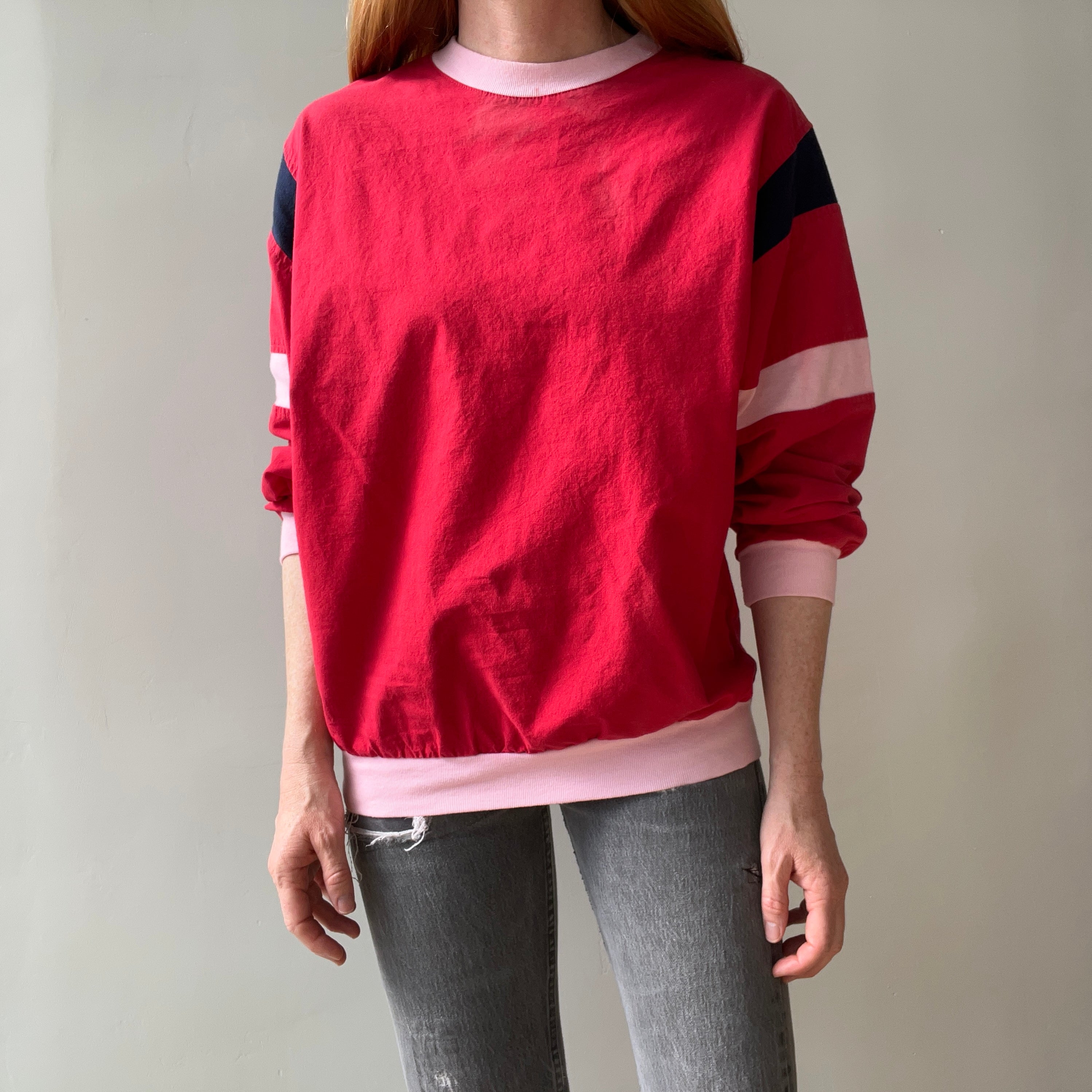 1980s Lightweight Cotton Sweatshirt Cut Top