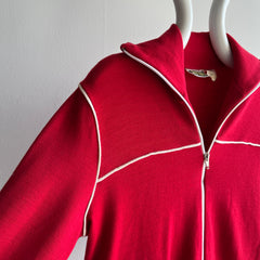 1970s Knit Knak Lovely Red Zip Up