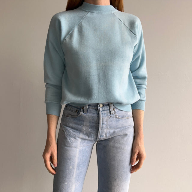 1970/80s Perfectly Soft as a Cloud Blue Raglan Sweatshirt