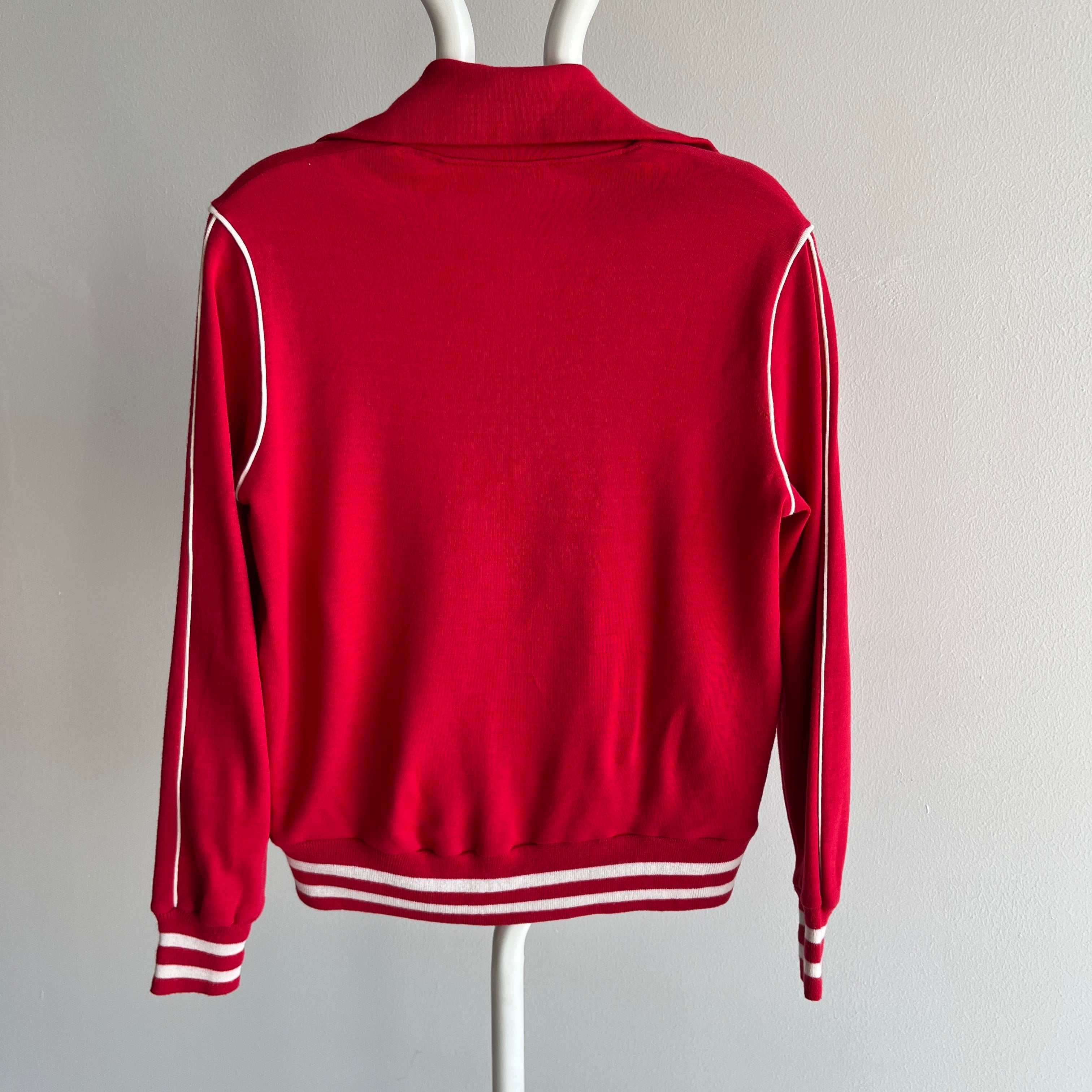 1970s Knit Knak Lovely Red Zip Up