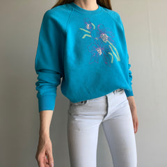 1980s Puff Paint Floral DIY Sweatshirt