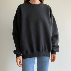 1990s Larger Blank Black Single V Sweatshirt with Very Little Wear