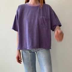 1990s Super Slouchy/Blousy Striped Gap Pocket T-Shirt - !!!