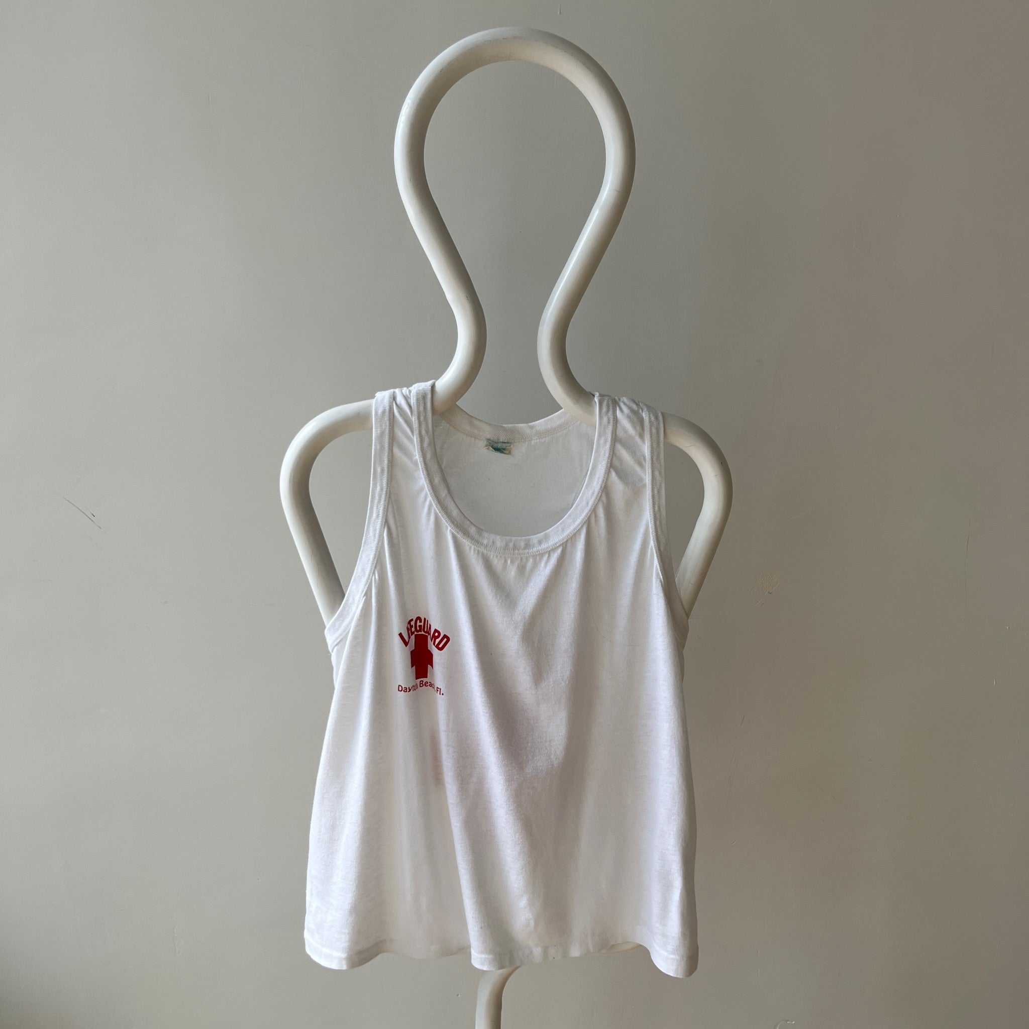 1980s Lifeguard Daytona Beach, FL Front and Back Tank Top