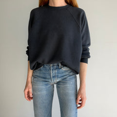 1990s Hanes Luxurious Faded Black Raglan with a Nice Lower Pit for Maximum Comfort - So. Soft.