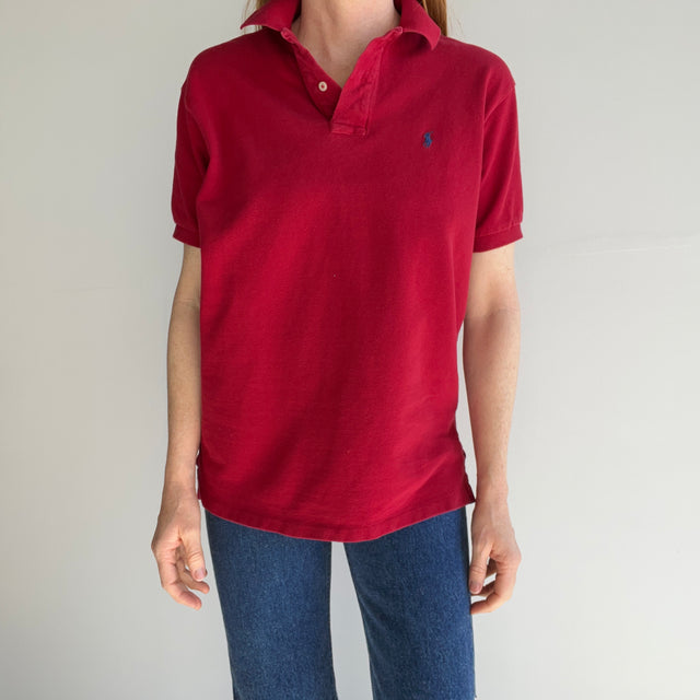 1980s USA Made Ralph Lauren Polo Shirt in a Rich Red