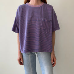 1990s Super Slouchy/Blousy Striped Gap Pocket T-Shirt - !!!