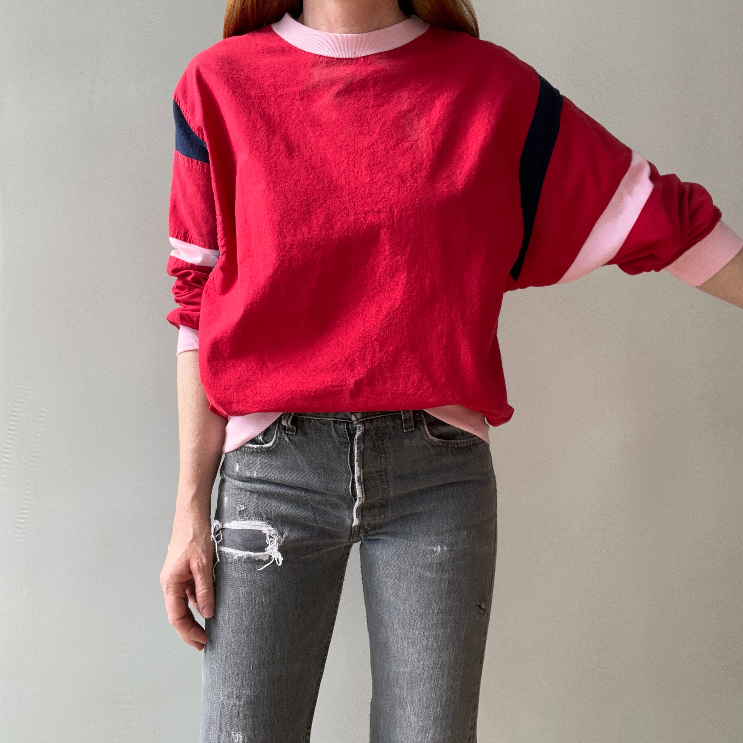 1980s Lightweight Cotton Sweatshirt Cut Top