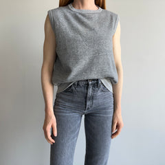 1980s Blank Muscle Tank Sweatshirt Warm Up - Swoon