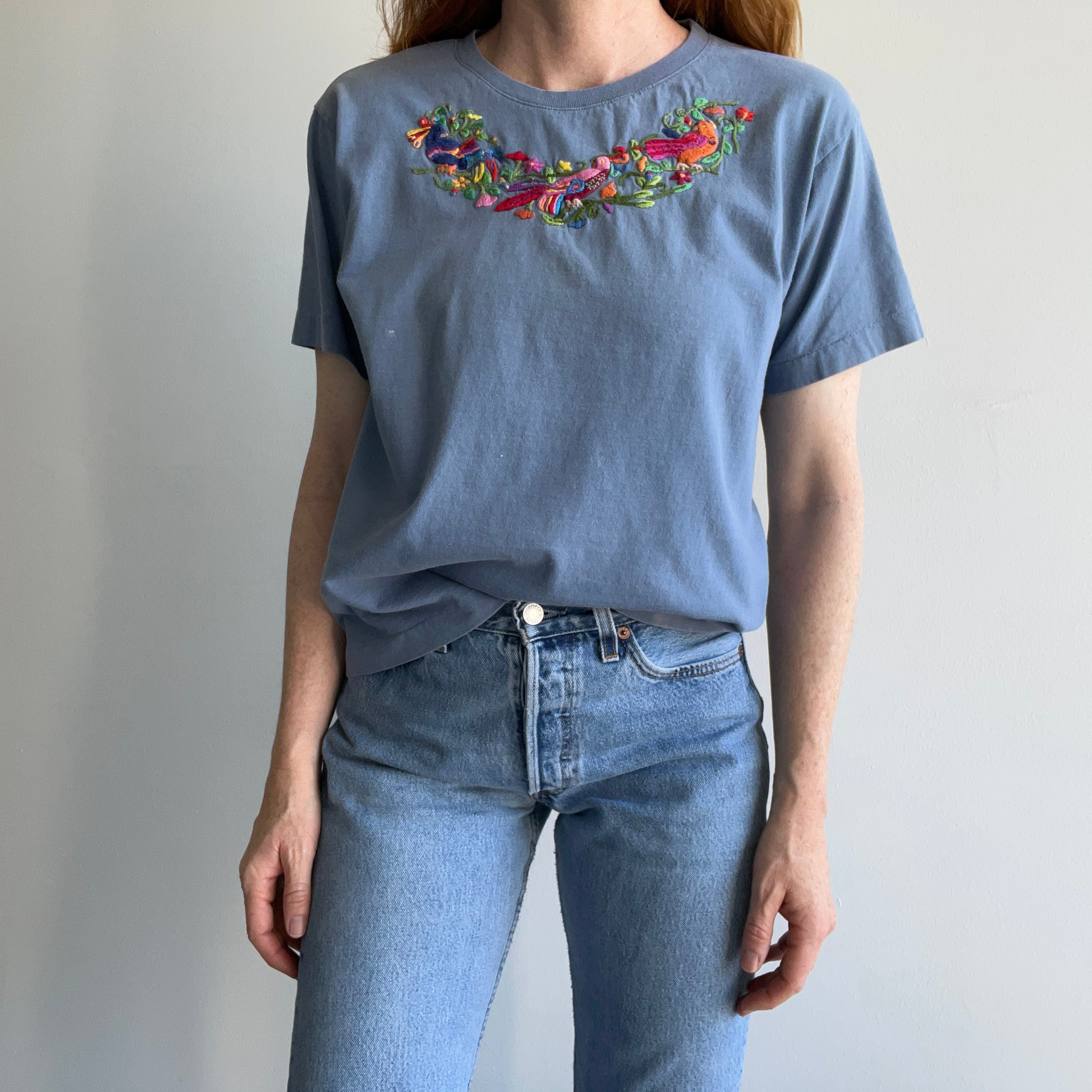 1980s Cotton Embroidered Floral T-Shirt