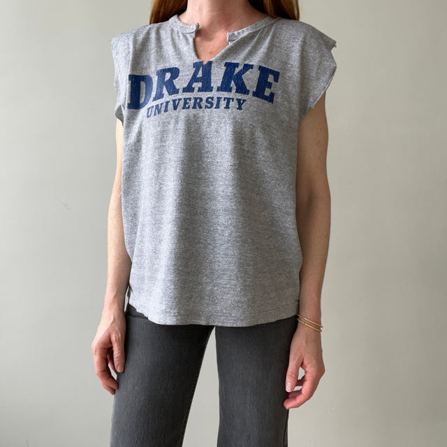 1970s/80s Grey Drake University Sleeveless T Shirt