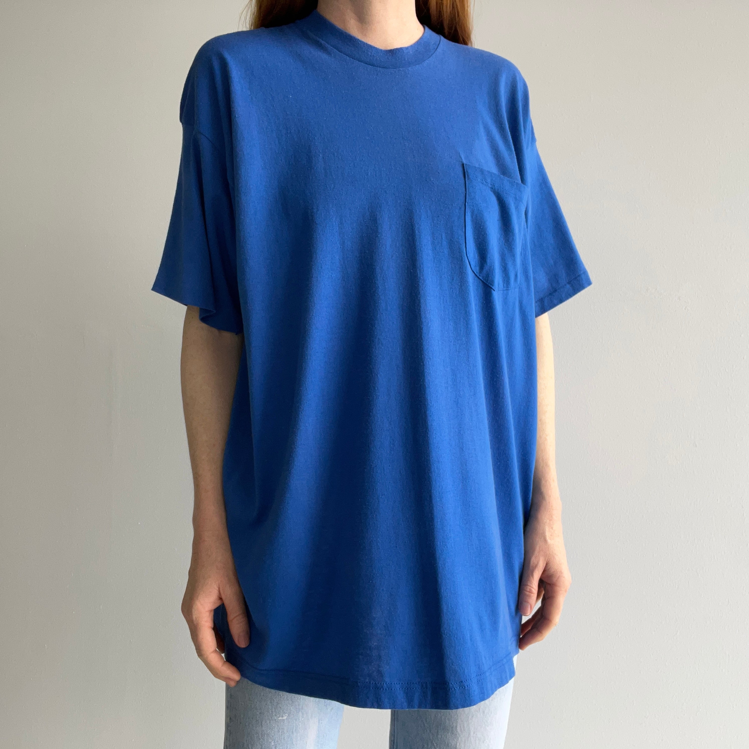 1980s Larger Dodger Blue USA Made Pocket T-Shirt