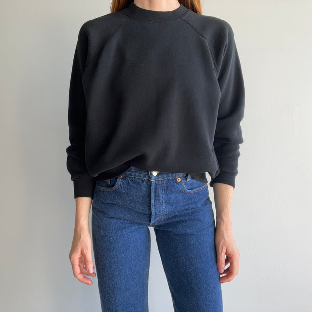 1980s Blank Black Raglan Sweatshirt