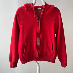 1970s Red Orange Zip Up Hoodie - Swooooon