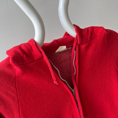 1970s Red Orange Zip Up Hoodie - Swooooon