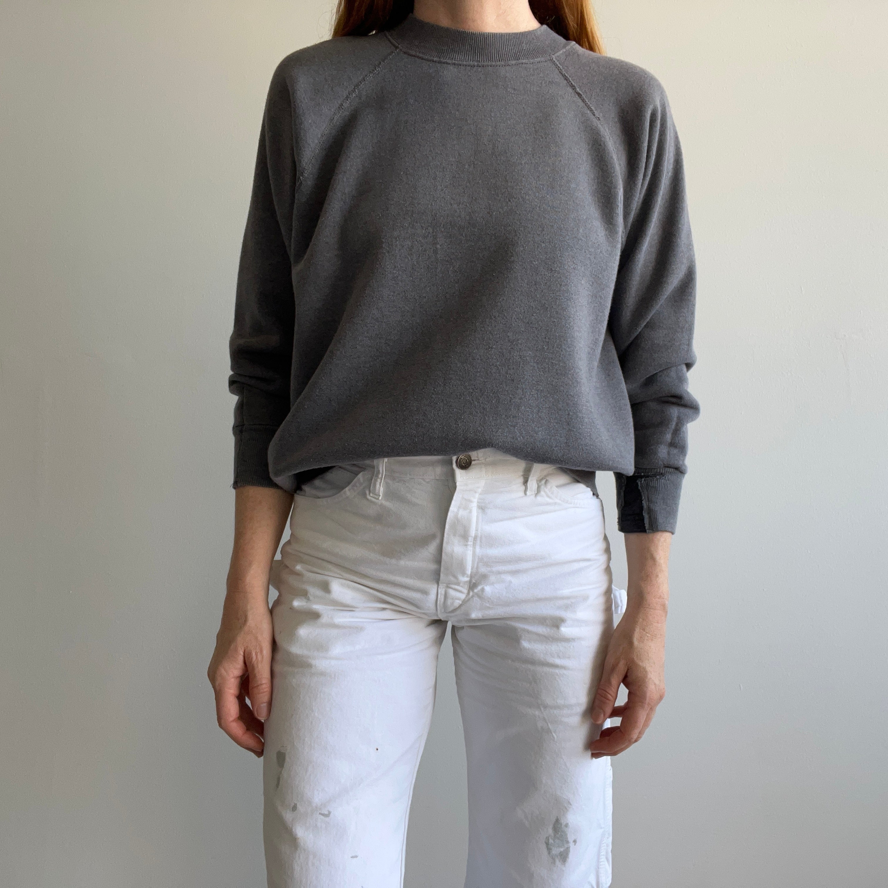 1980s Deep Gray Mended Cuff Sweatshirt by Pannill